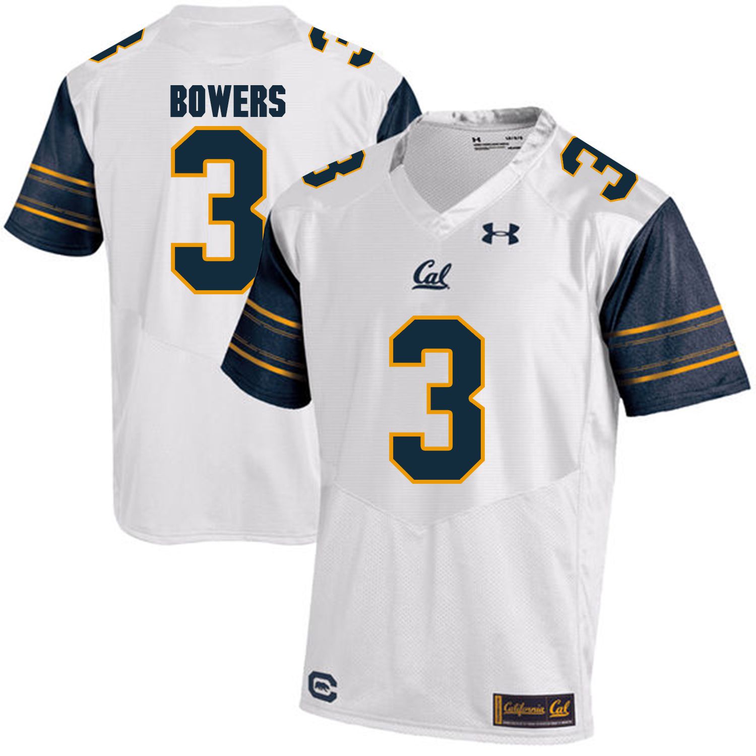 Men California Golden Bears #3 Ross Bowers White Customized NCAA Jerseys